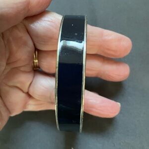 Navy Enamel Hinged Bangle Bracelet